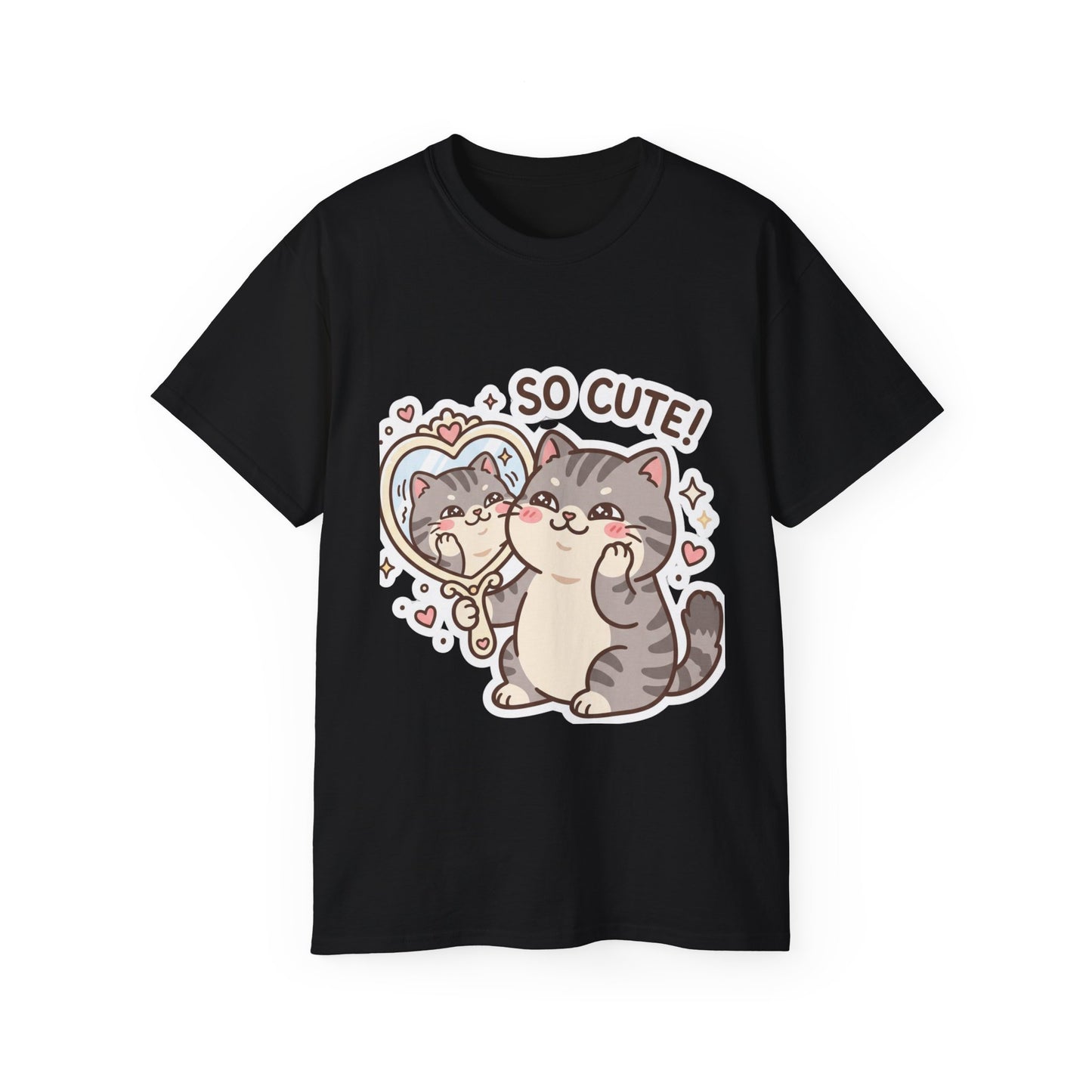 Cute Cat Mirror Tee - "So Cute!" Kawaii Cat T-Shirt