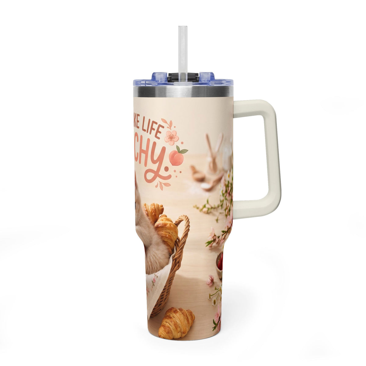 You Make Life Peachy Cat 40oz Travel Tumbler