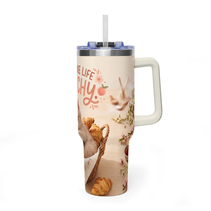 You Make Life Peachy Cat 40oz Travel Tumbler