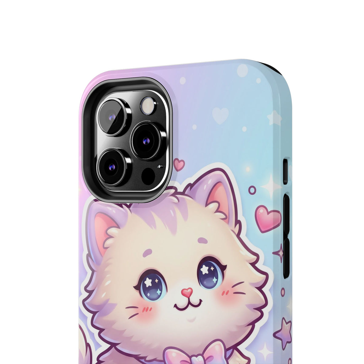 Cute Pastel Kawaii Kitten Tough Phone Case — Cute Cat with Bow Protective Cover