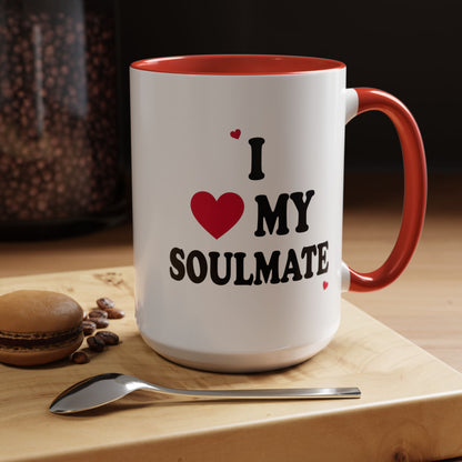 I Love My Soulmate Accent Coffee Mug