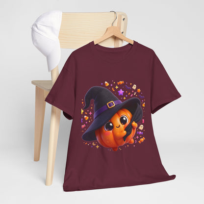 Pumpkin Witch T-Shirt — Cute Halloween Jack-o'-Lantern with Witch Hat