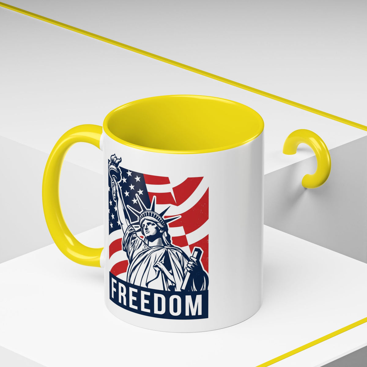 Freedom Statue Accent Coffee Mug — Patriotic Liberty 11/15oz
