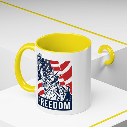 Freedom Statue Accent Coffee Mug — Patriotic Liberty 11/15oz