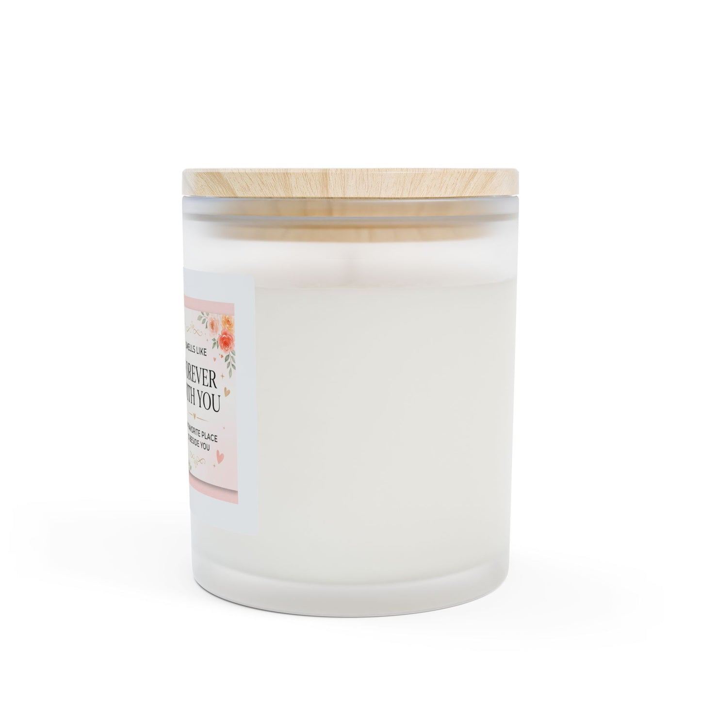 Romantic Photo Frosted Glass Candle — "Smells Like Forever With You" Personalized 11oz