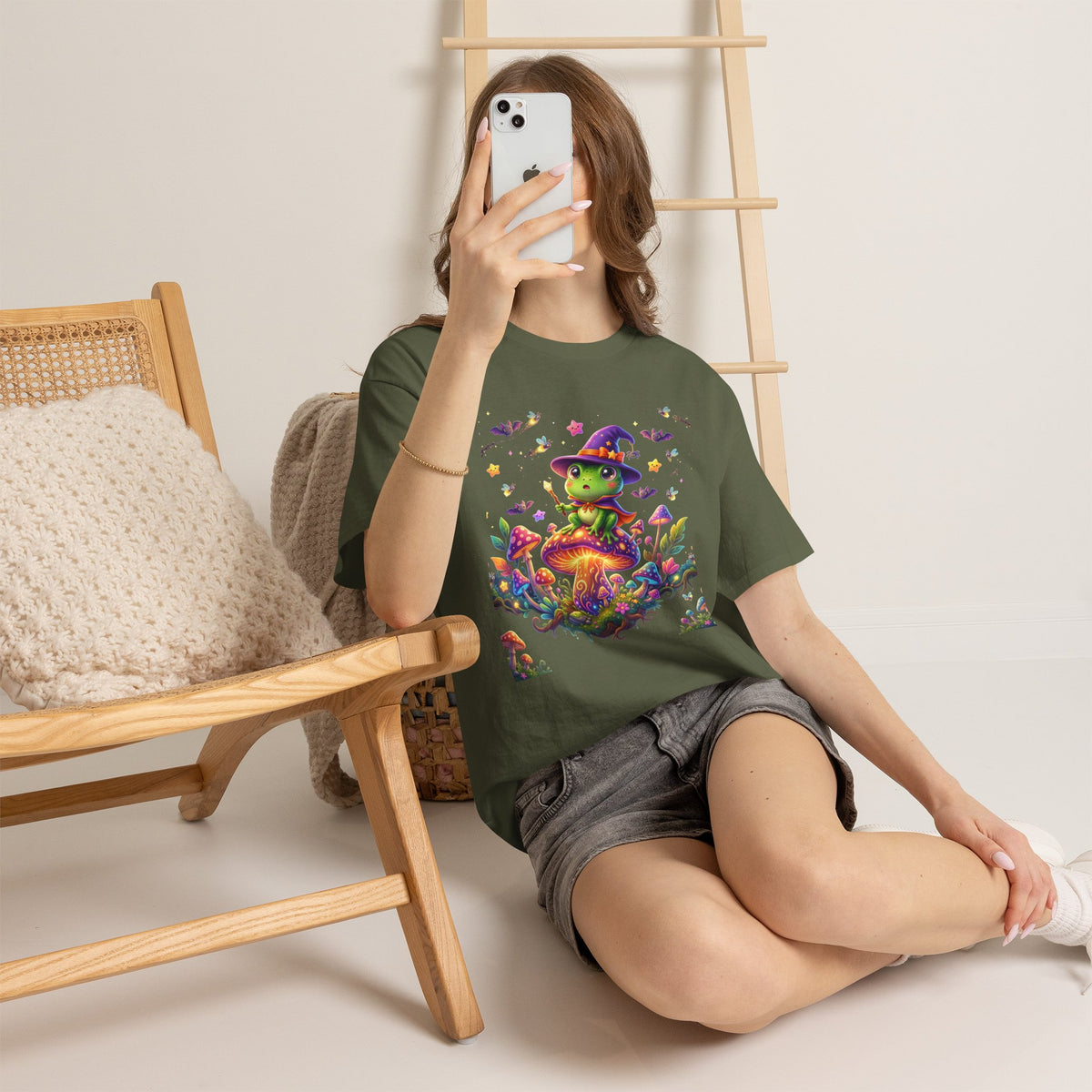 Cute Witch Frog T‑Shirt — Magical Mushroom Halloween Tee