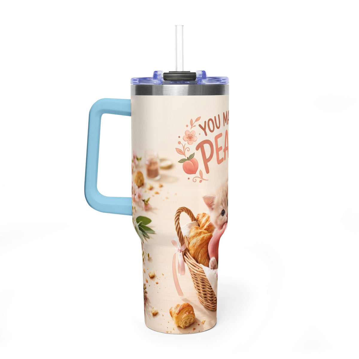 You Make Life Peachy Cat 40oz Travel Tumbler
