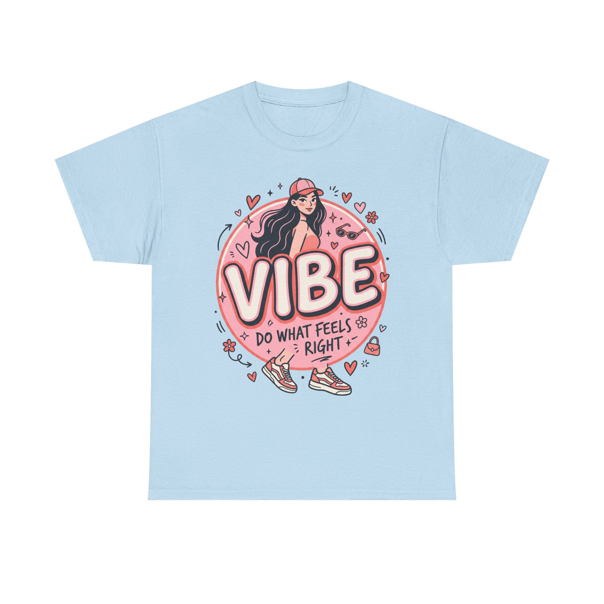 Vibe Girl Graphic Tee — “VIBE: Do What Feels Right” Cute Pink Streetwear T‑Shirt