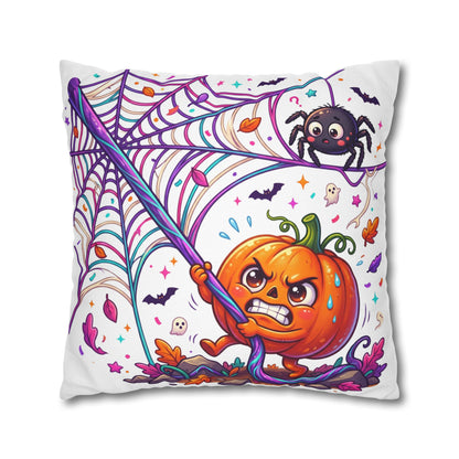 Halloween Pumpkin & Spider Decorative Pillowcase — Cute Spooky Fall Accent