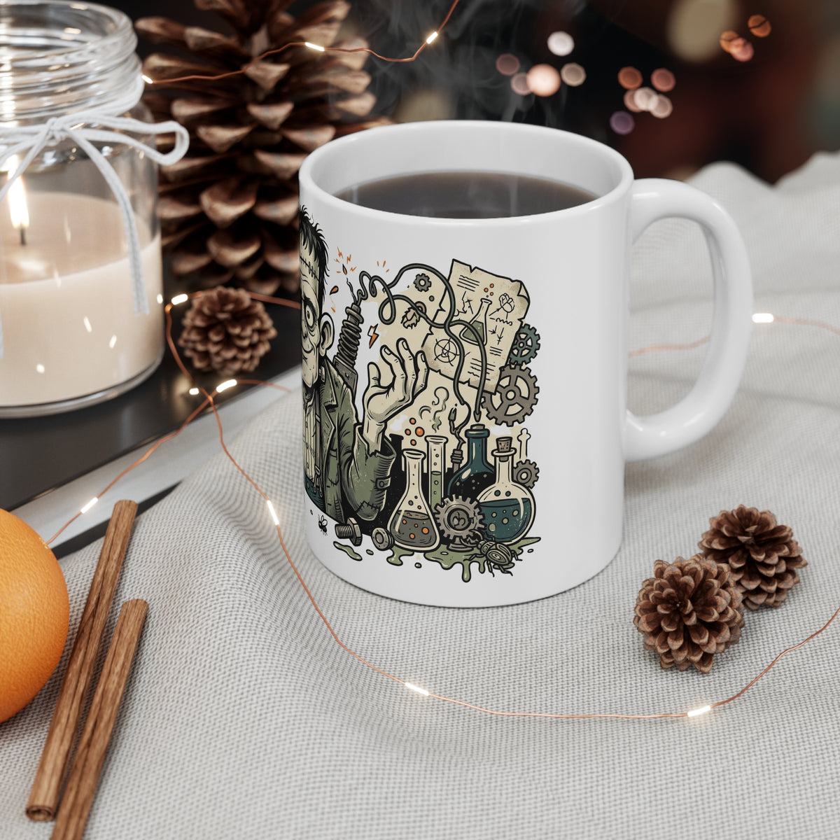 Frankenstein Monster Coffee Mug — Vintage Mad Scientist Halloween 11oz