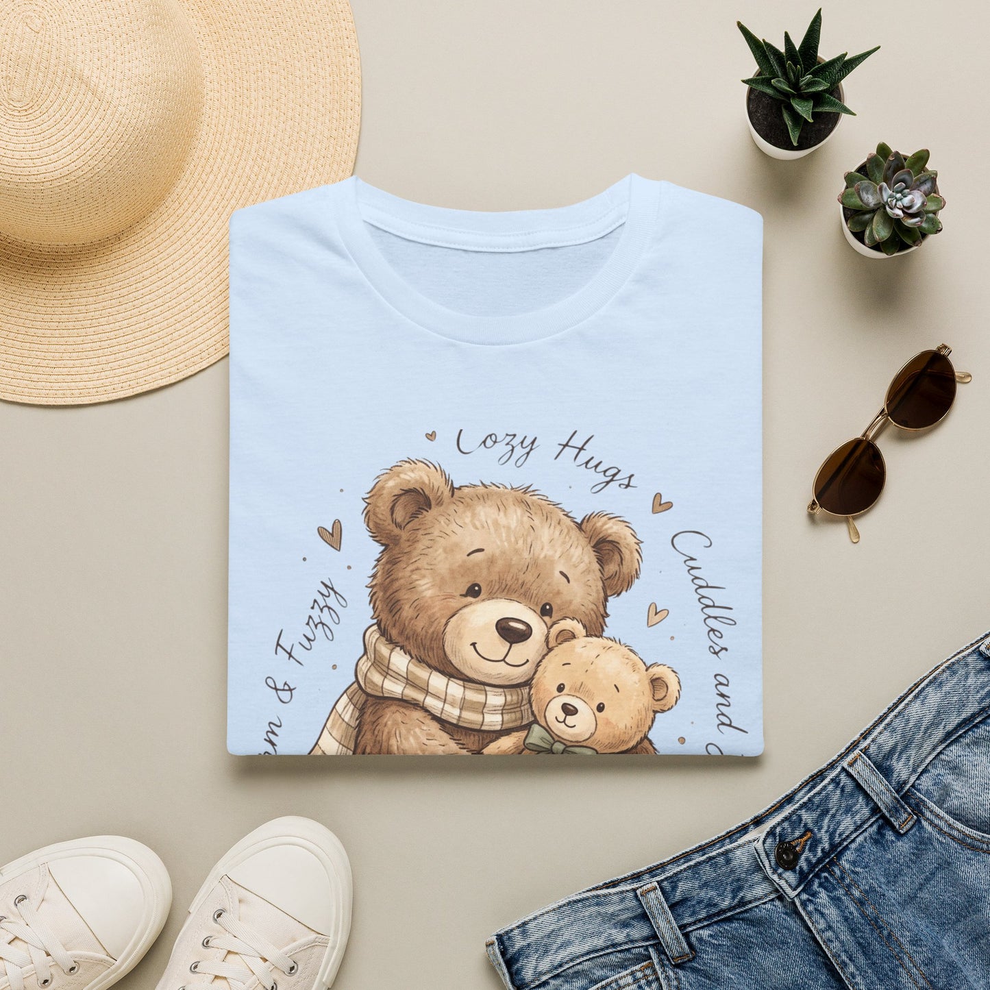 Cozy Hugs Teddy Bears T-Shirt — Cute Mom & Baby Bear Illustration
