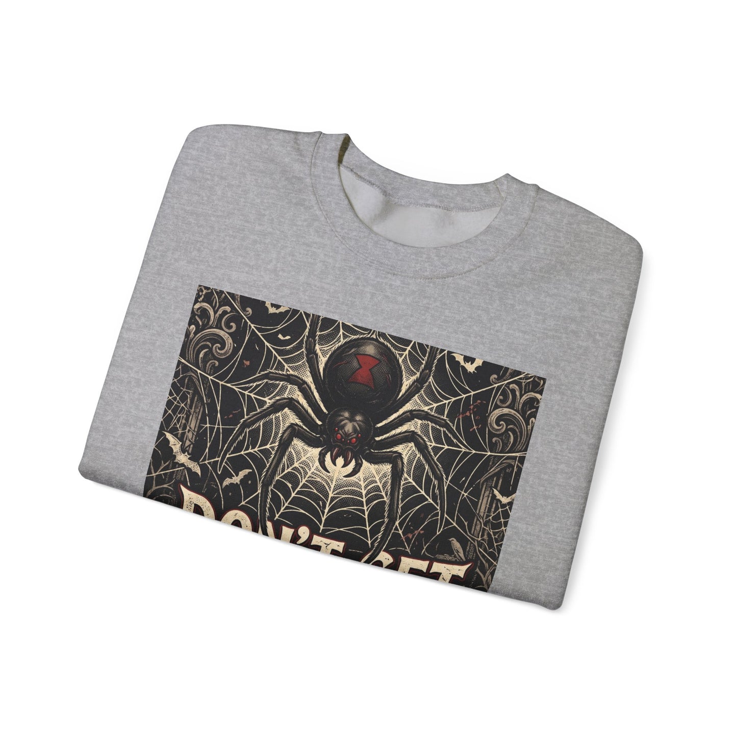 Spider Web Sweatshirt - "Don't Get Caught in the Web of Night" Graphic Crewneck