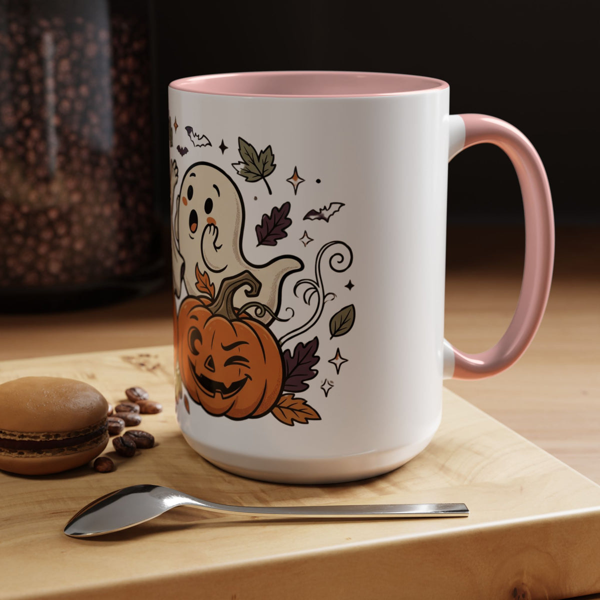 Halloween Ghosts & Pumpkins Coffee Mug — Cute Spooky Accent Mug (11/15oz)