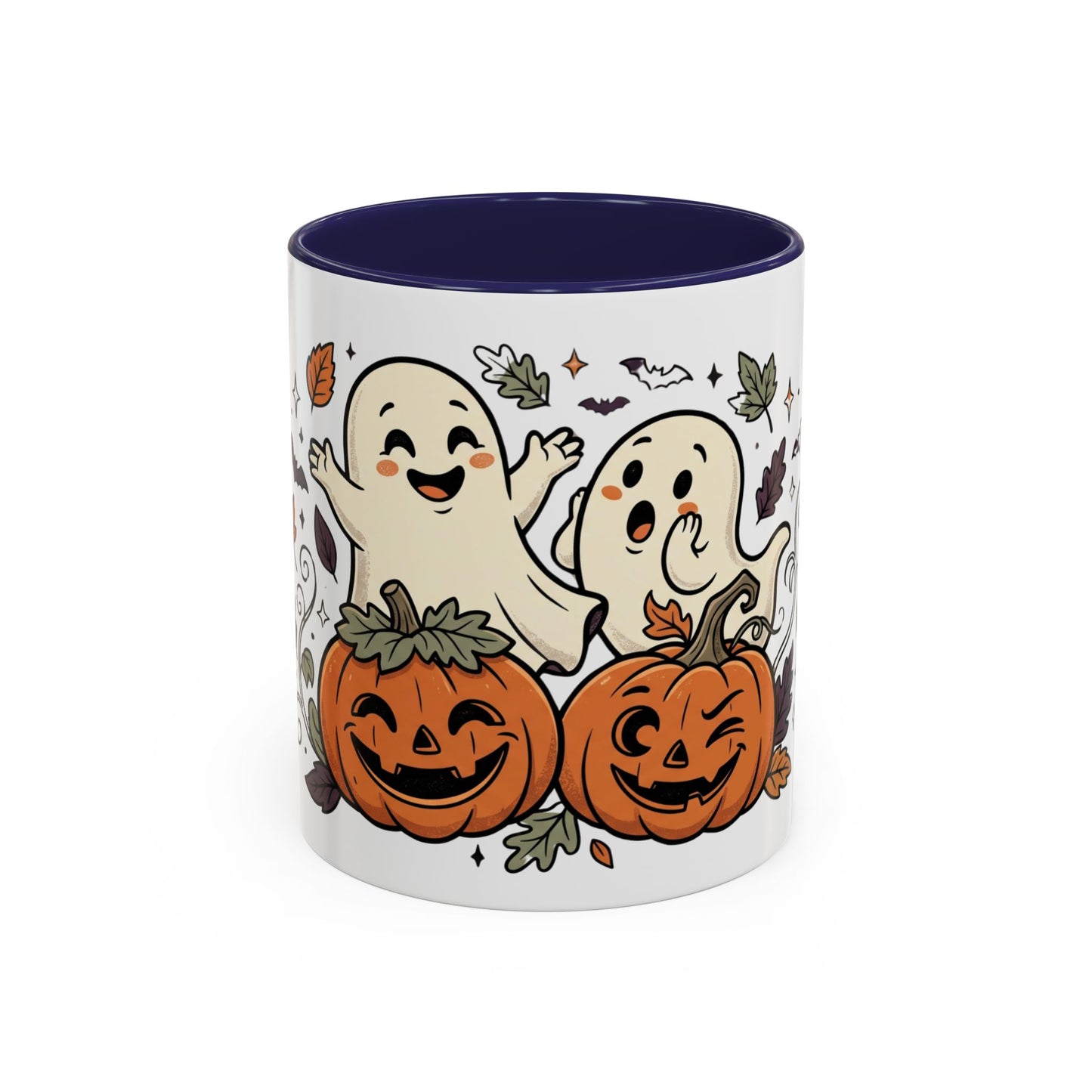 Halloween Ghosts & Pumpkins Coffee Mug — Cute Spooky Accent Mug (11/15oz)