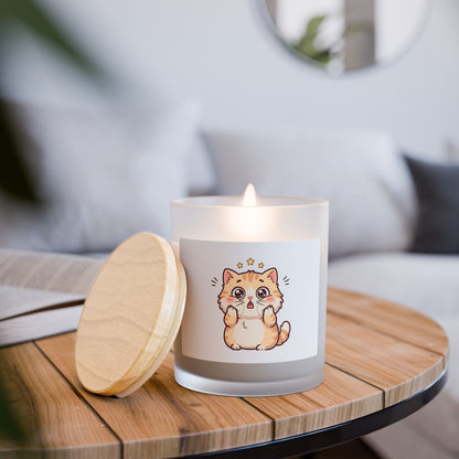Cute Starry Cat Frosted Glass Candle — 11oz Decorative Scented Candle