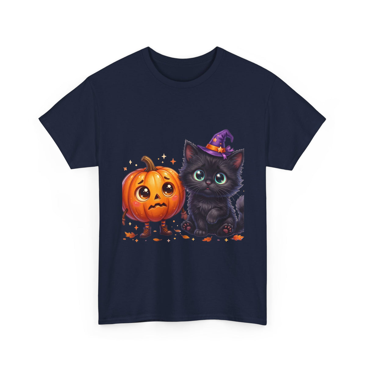 Halloween Black Kitten & Pumpkin T-Shirt