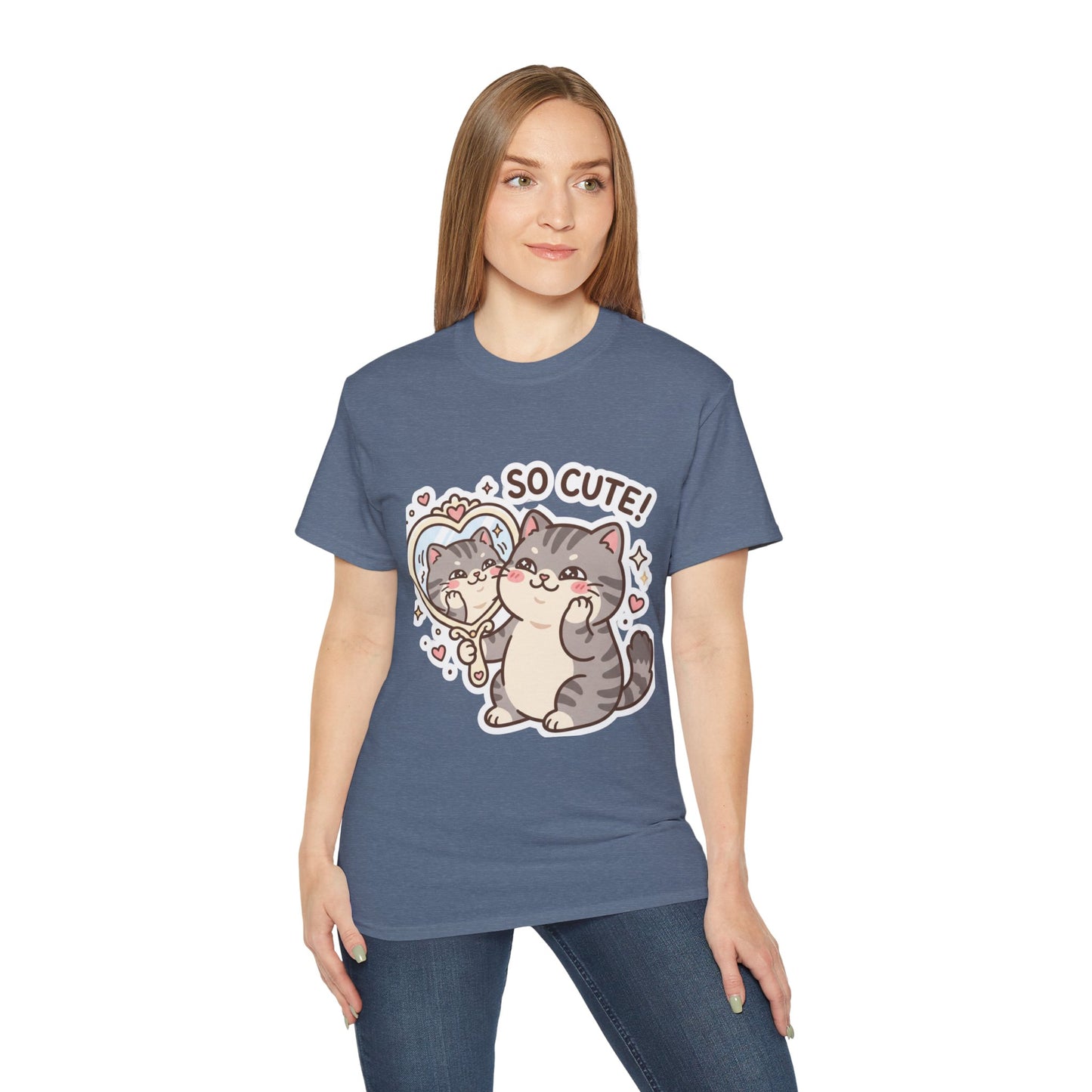 Cute Cat Mirror Tee - "So Cute!" Kawaii Cat T-Shirt