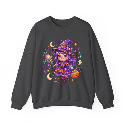 Cute Halloween Witch Sweatshirt — Kawaii Pumpkin Magic Crewneck