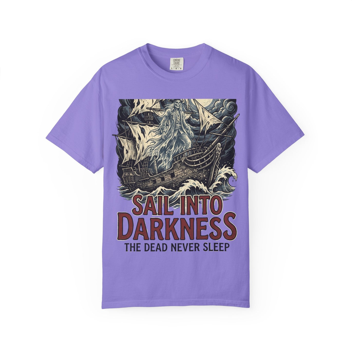 Sail Into Darkness Graphic T-Shirt — Gothic Pirate Skull Crew Tee