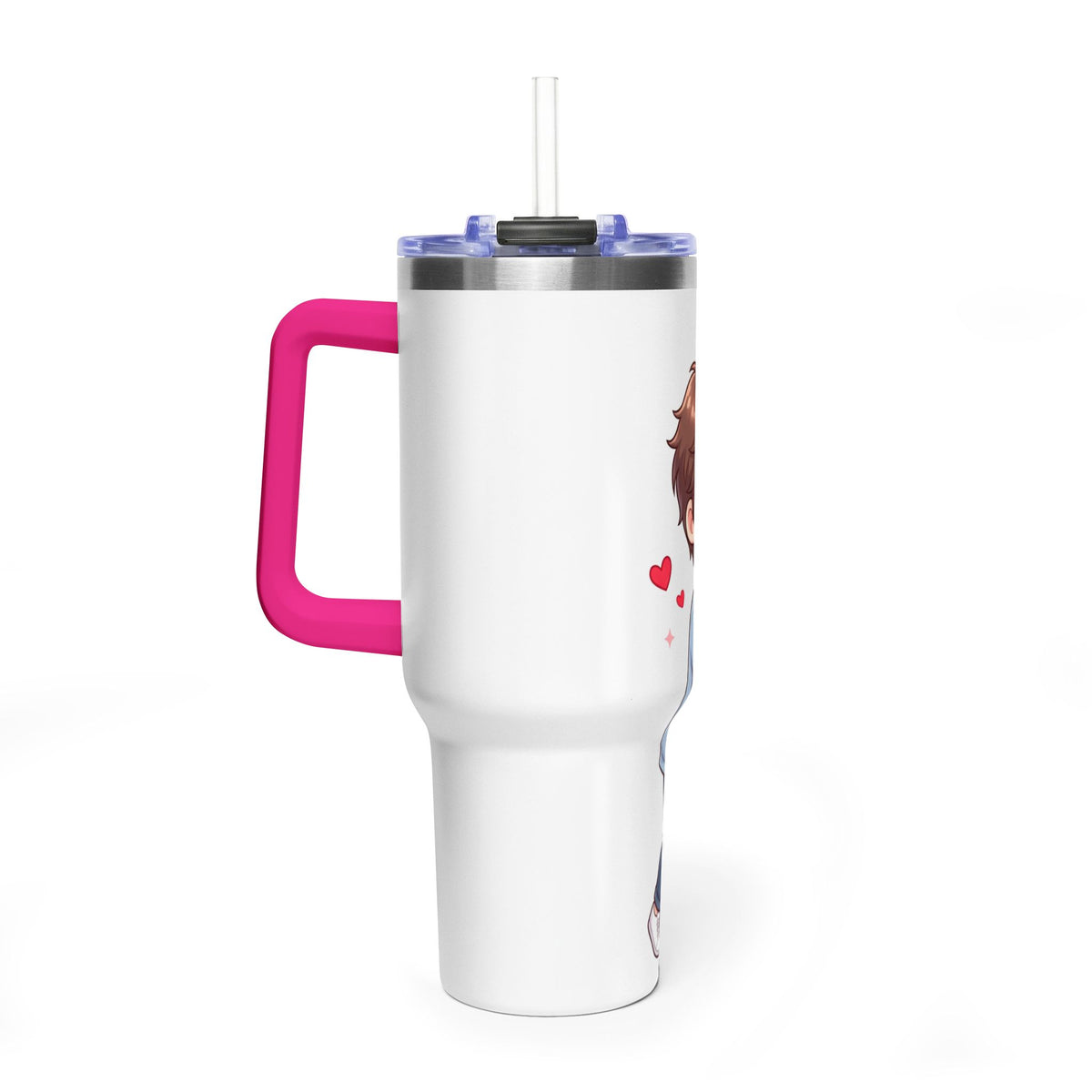 Cute Anime Boy Love Hearts 40oz Travel Tumbler