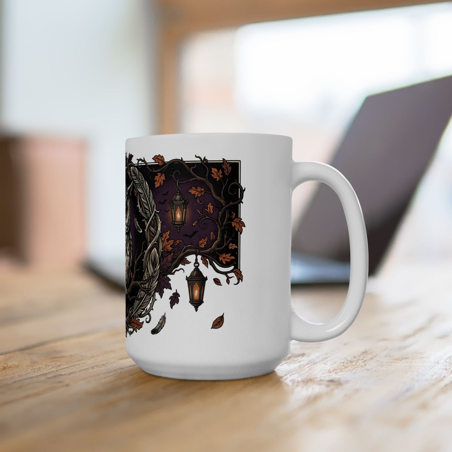 Owl Crest Ceramic Mug — Mystical Forest Owl Coffee Cup (11oz & 15oz)