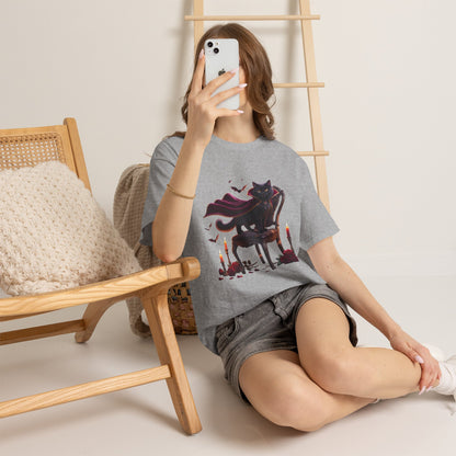 Vampire Cat Tee — Gothic Black Cat with Cape & Candles T-Shirt