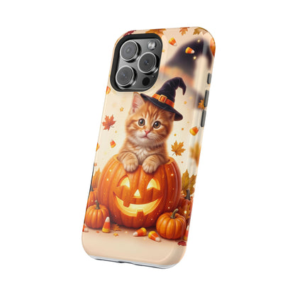 Halloween Kitten Pumpkin Phone Case — Magnetic Impact-Resistant