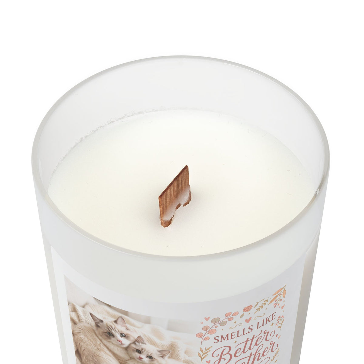 Frosted Glass Candle — "Smells Like Better Together" Cozy Cat Scented Candle (11 oz)