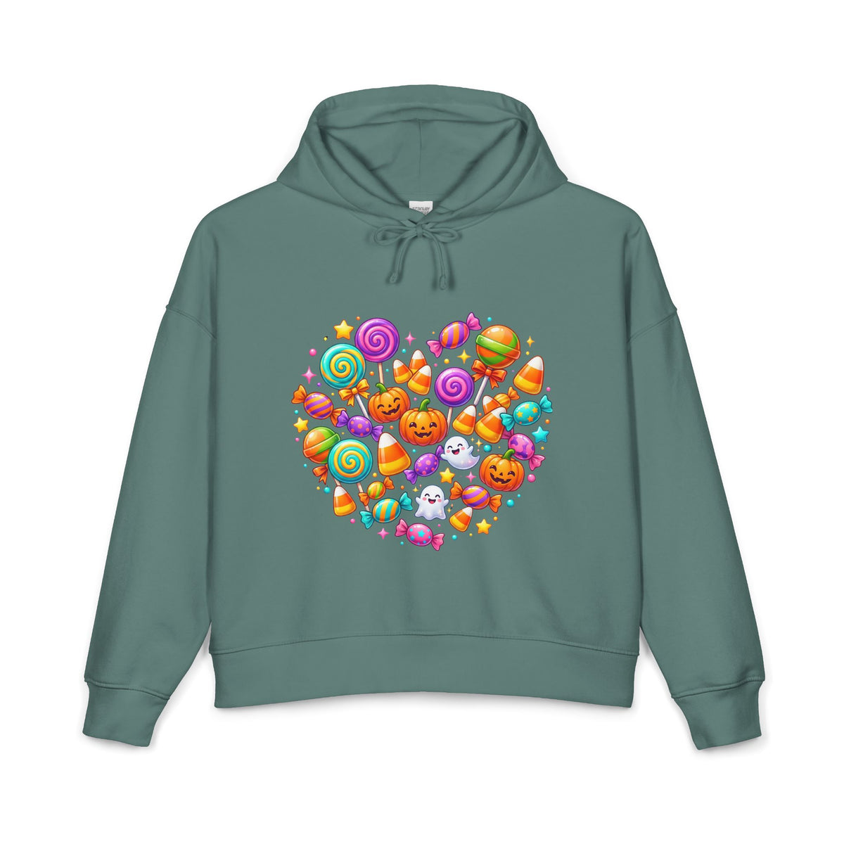 Halloween Candy Heart Hoodie — Cute Pumpkin & Candy Graphic