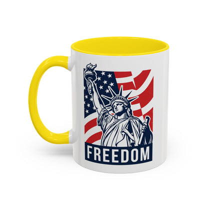 Freedom Statue Accent Coffee Mug — Patriotic Liberty 11/15oz