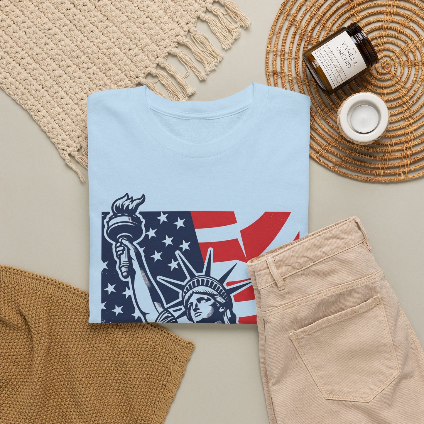 Freedom Statue T-Shirt — Patriotic USA Flag Tee (Statue of Liberty Design)