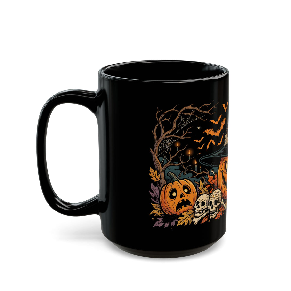 Halloween Pumpkin Witch Black Mug – Spooky Jack-O'-Lantern Coffee Cup (11oz/15oz)