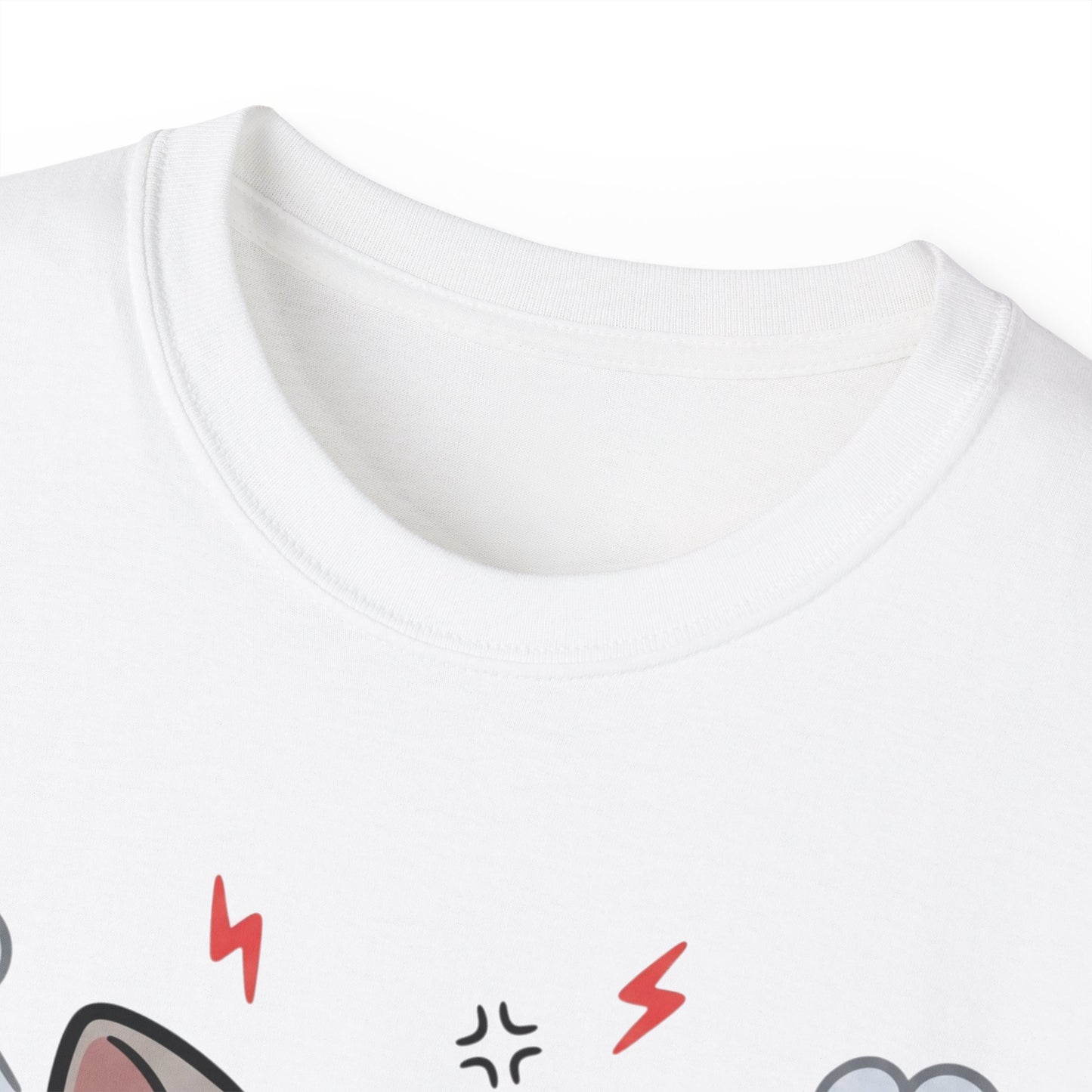 Angry Cute Cat T-Shirt — Cartoon Grumpy Kitty Graphic Tee