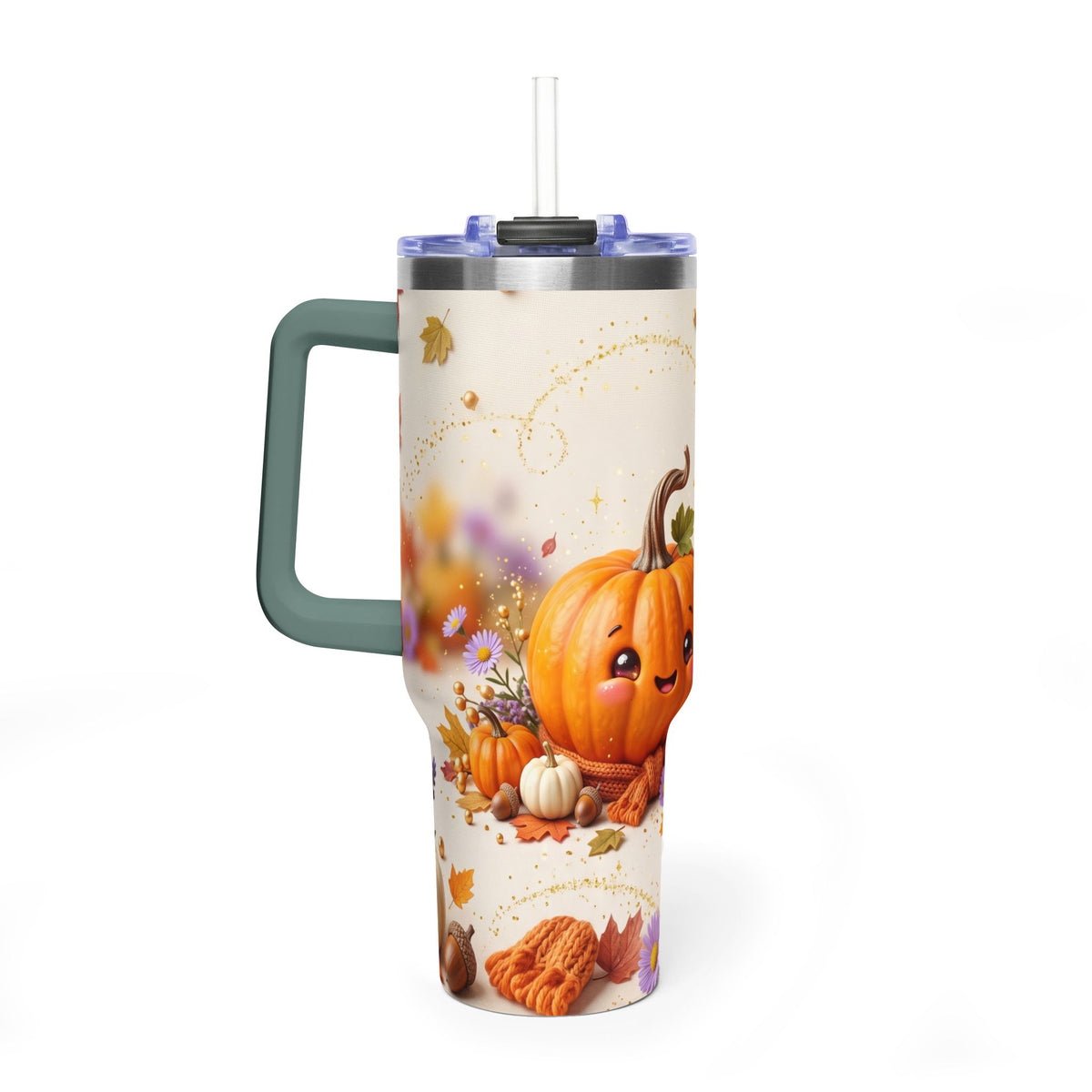 40oz Halloween Cat Vacuum Tumbler with Pumpkin
