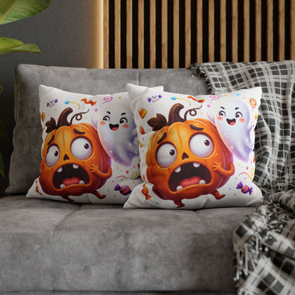 Halloween Pumpkin & Ghost Throw Pillowcase — Cute Spooky Decorative Pillow