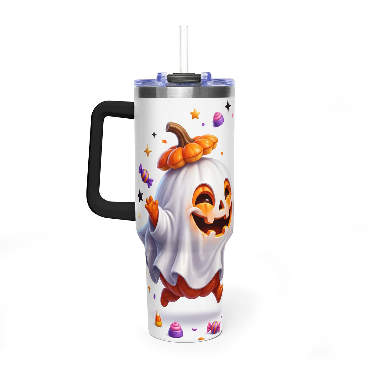 40oz Halloween Ghost and Black Cat Vacuum Thermal Tumbler