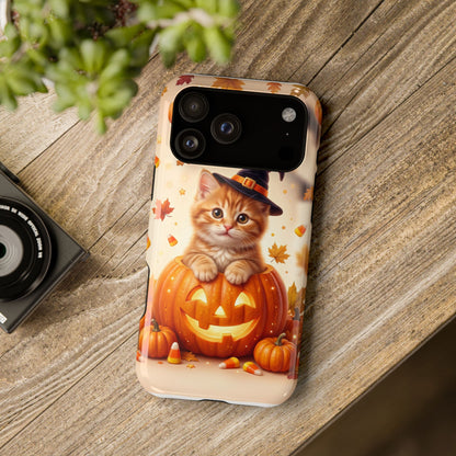 Halloween Kitten Pumpkin Phone Case — Magnetic Impact-Resistant