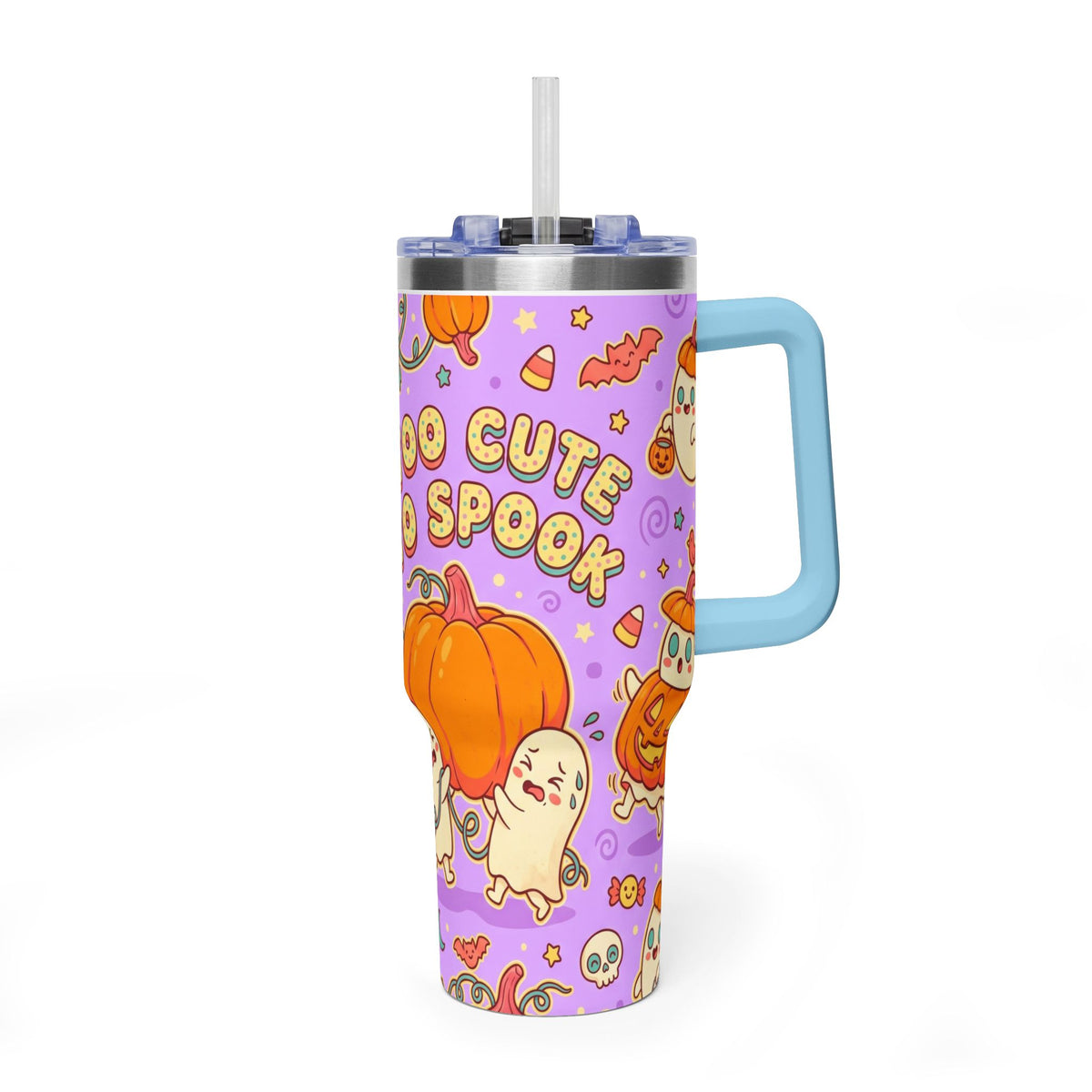 Too Cute to Spook Halloween Pumpkin Ghost 40oz Tumbler