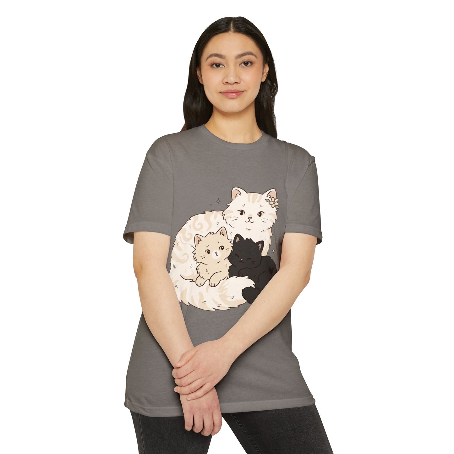 Cat Family Graphic Tee — Cute Mama Cat with Kittens T-Shirt