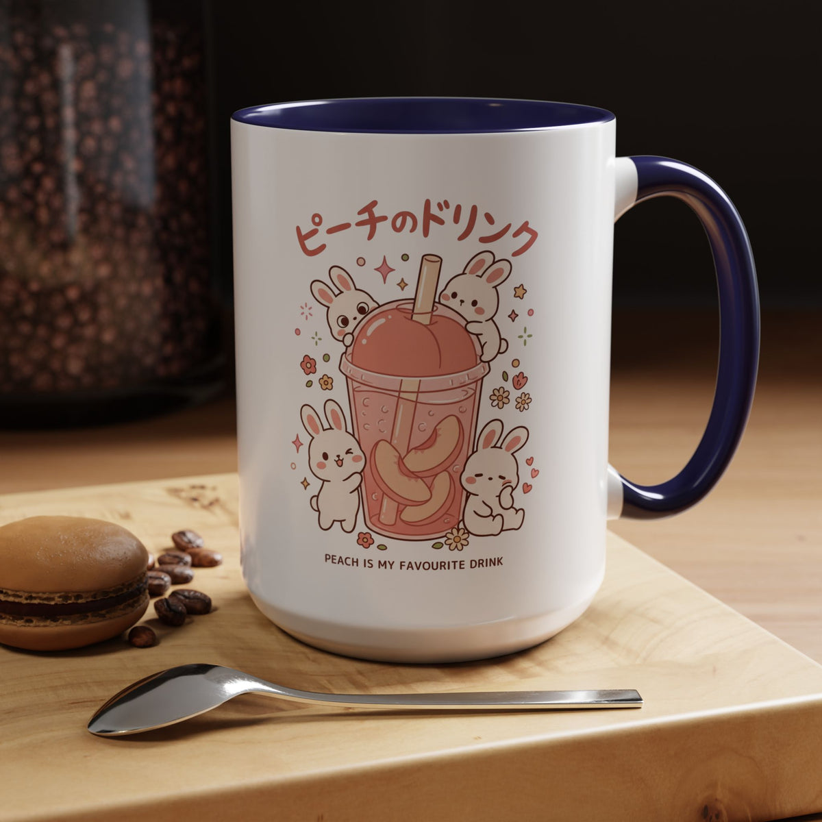 Peach Drink Bunny Mug — Cute Kawaii Coffee Tea Cup (11/15oz)