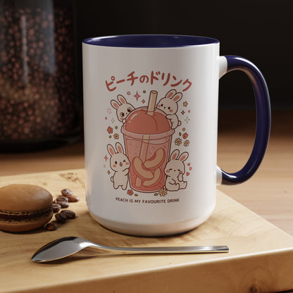 Peach Drink Bunny Mug — Cute Kawaii Coffee Tea Cup (11/15oz)