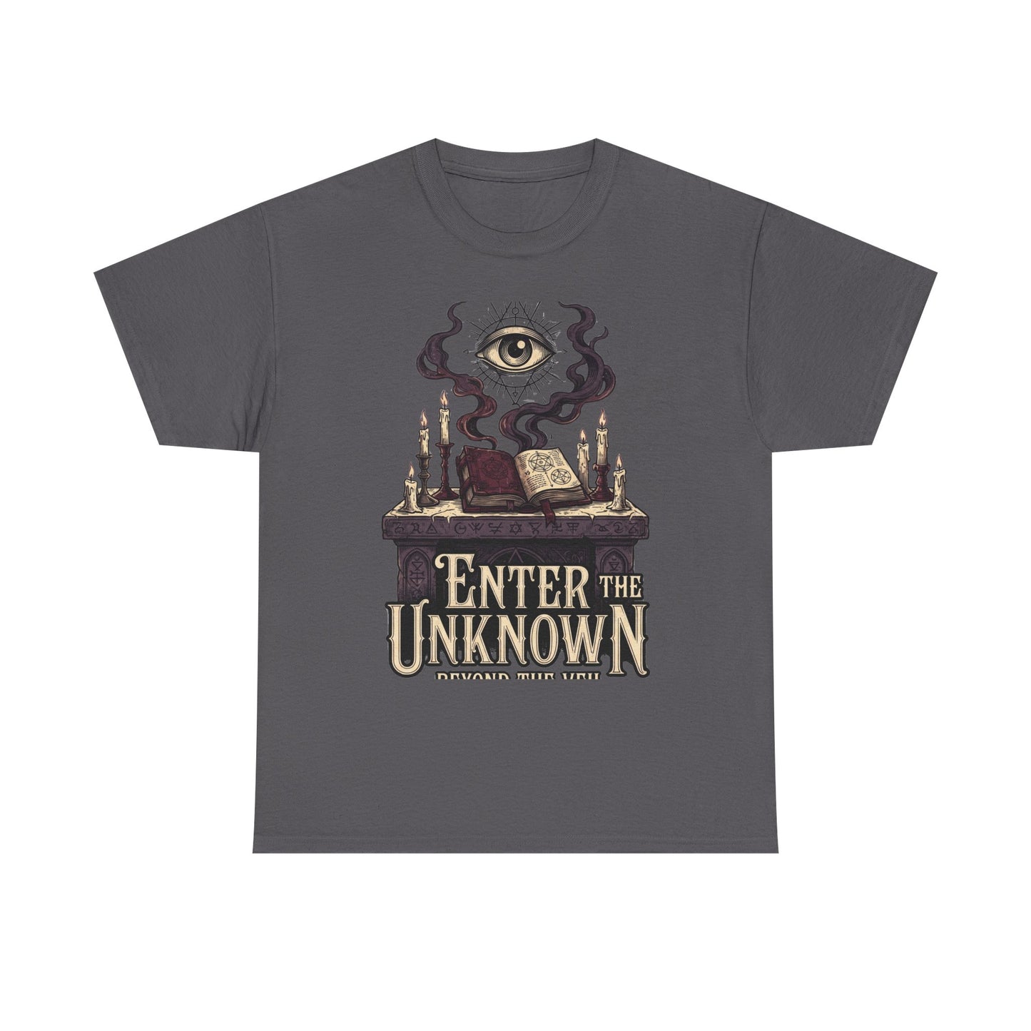 Occult Graphic Tee — "Enter the Unknown" Mystic Eye & Spellbook T-Shirt