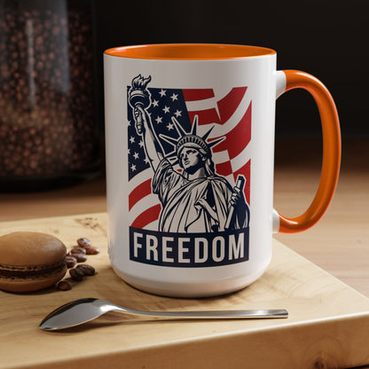 Freedom Statue Accent Coffee Mug — Patriotic Liberty 11/15oz