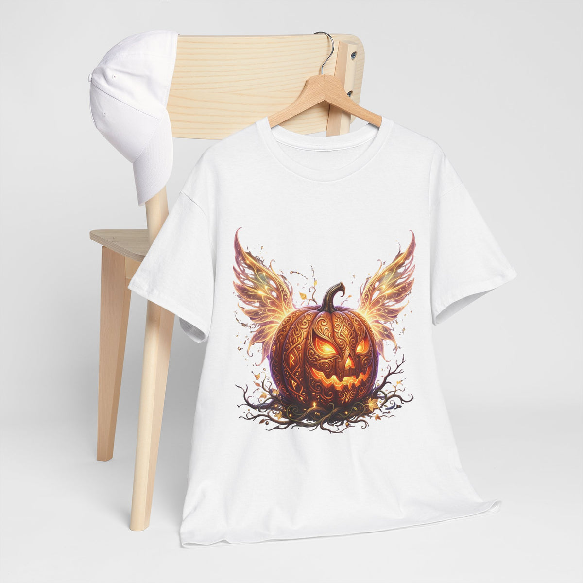 Halloween Pumpkin Tee — Winged Jack-O'-Lantern Graphic Shirt