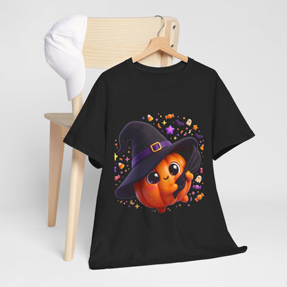 Pumpkin Witch T-Shirt — Cute Halloween Jack-o'-Lantern with Witch Hat
