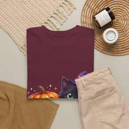 Halloween Black Kitten & Pumpkin T-Shirt