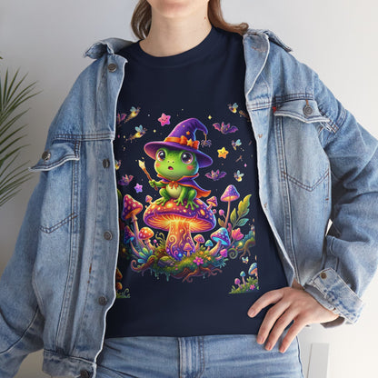 Cute Witch Frog T‑Shirt — Magical Mushroom Halloween Tee