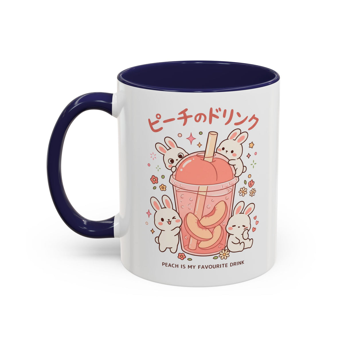 Peach Drink Bunny Mug — Cute Kawaii Coffee Tea Cup (11/15oz)