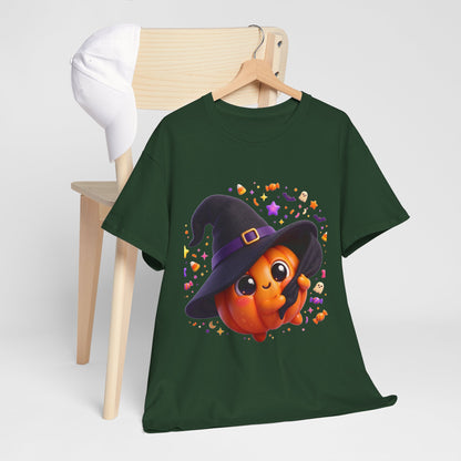 Pumpkin Witch T-Shirt — Cute Halloween Jack-o'-Lantern with Witch Hat