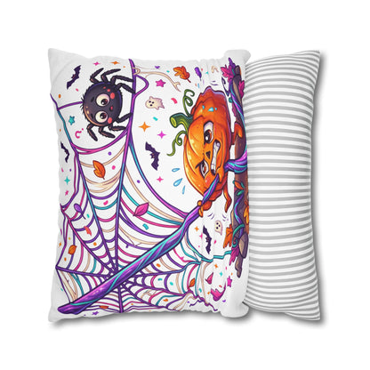 Halloween Pumpkin & Spider Decorative Pillowcase — Cute Spooky Fall Accent